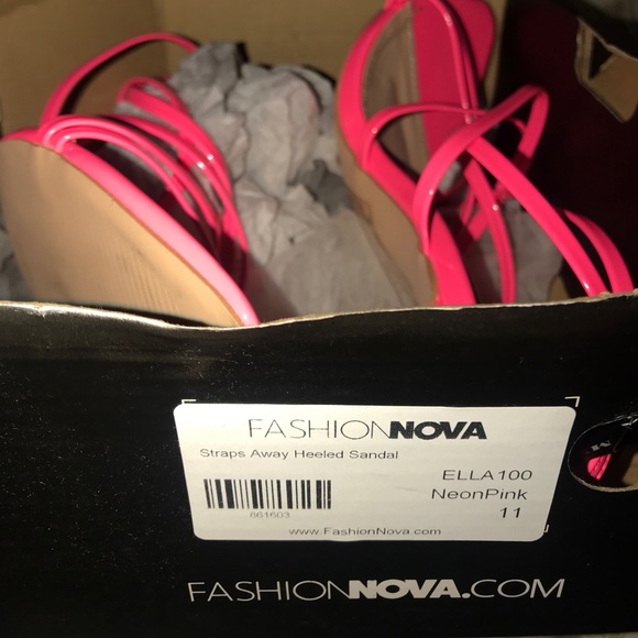 Neon Pink Strappy Heels - Picture 6 of 6